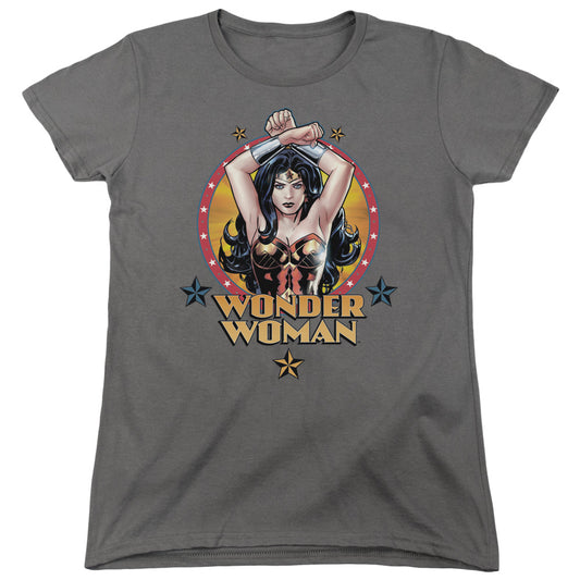 Jla - Powerful Woman - Short Sleeve Womens Tee - Charcoal T-shirt
