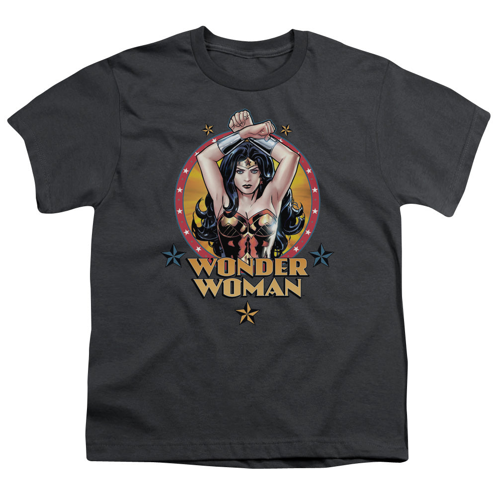 Jla - Powerful Woman - Short Sleeve Youth 18/1 - Charcoal T-shirt