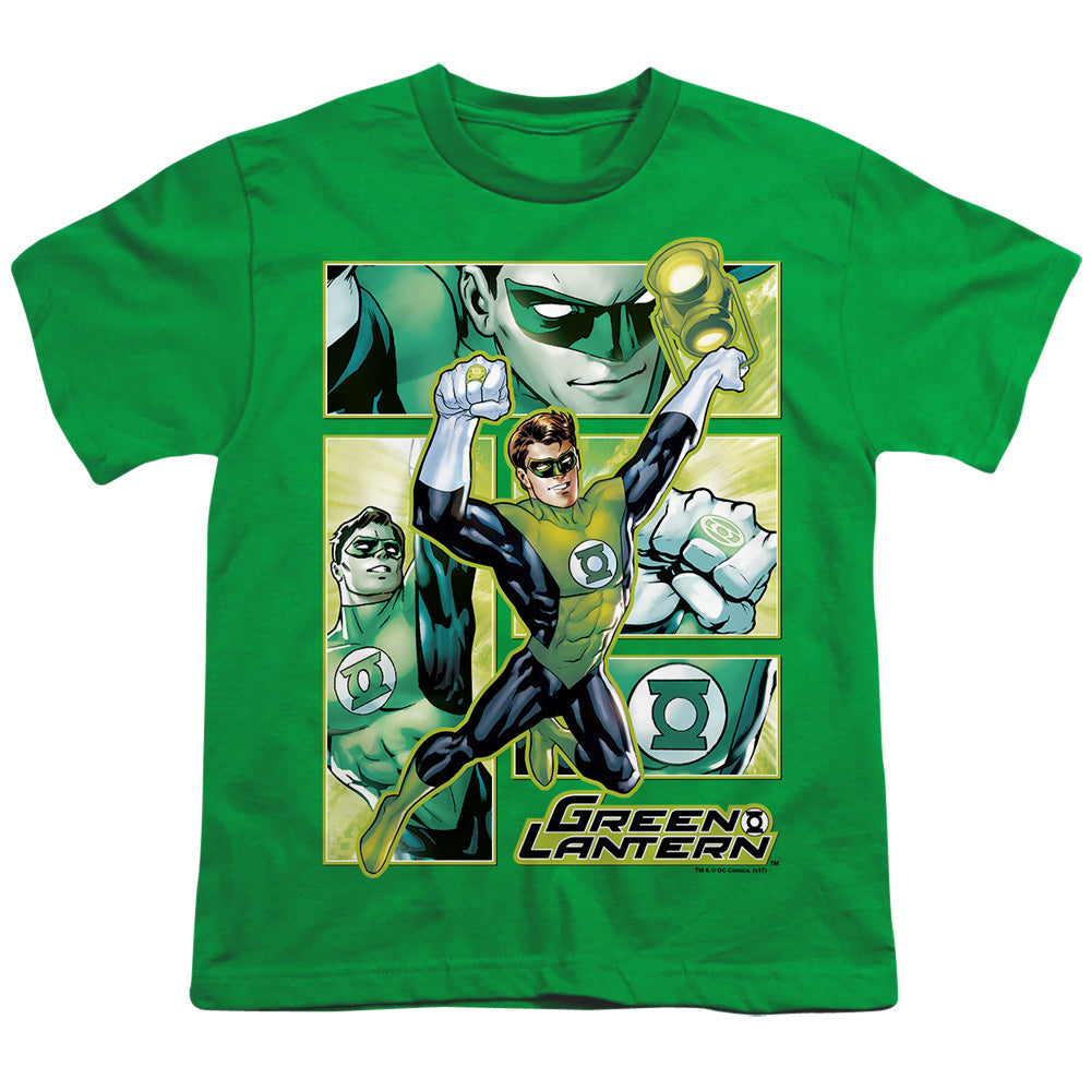 Jla - Green Lantern Panels - Short Sleeve Youth 18/1 - Kelly Green T-shirt