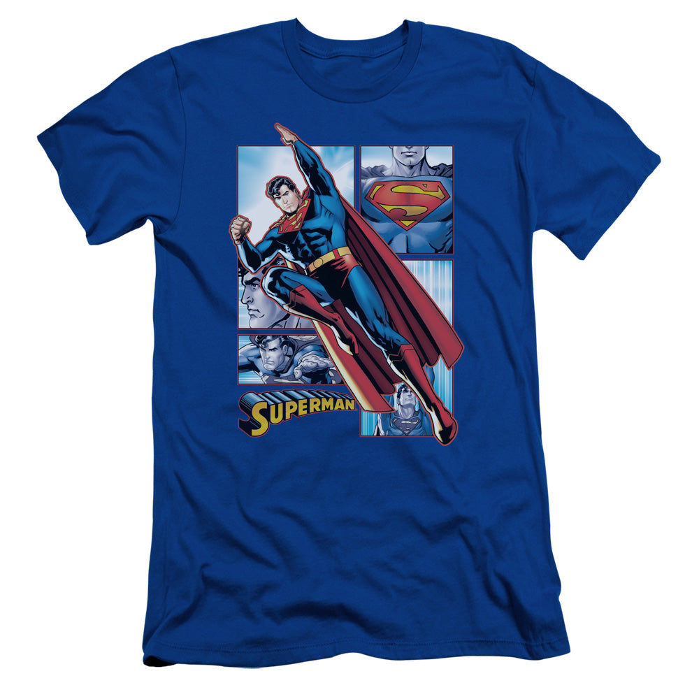 Jla - Superman Panels - Short Sleeve Adult 30/1 - Royal Blue T-shirt