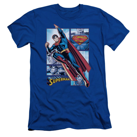 Jla - Superman Panels - Short Sleeve Adult 30/1 - Royal Blue T-shirt