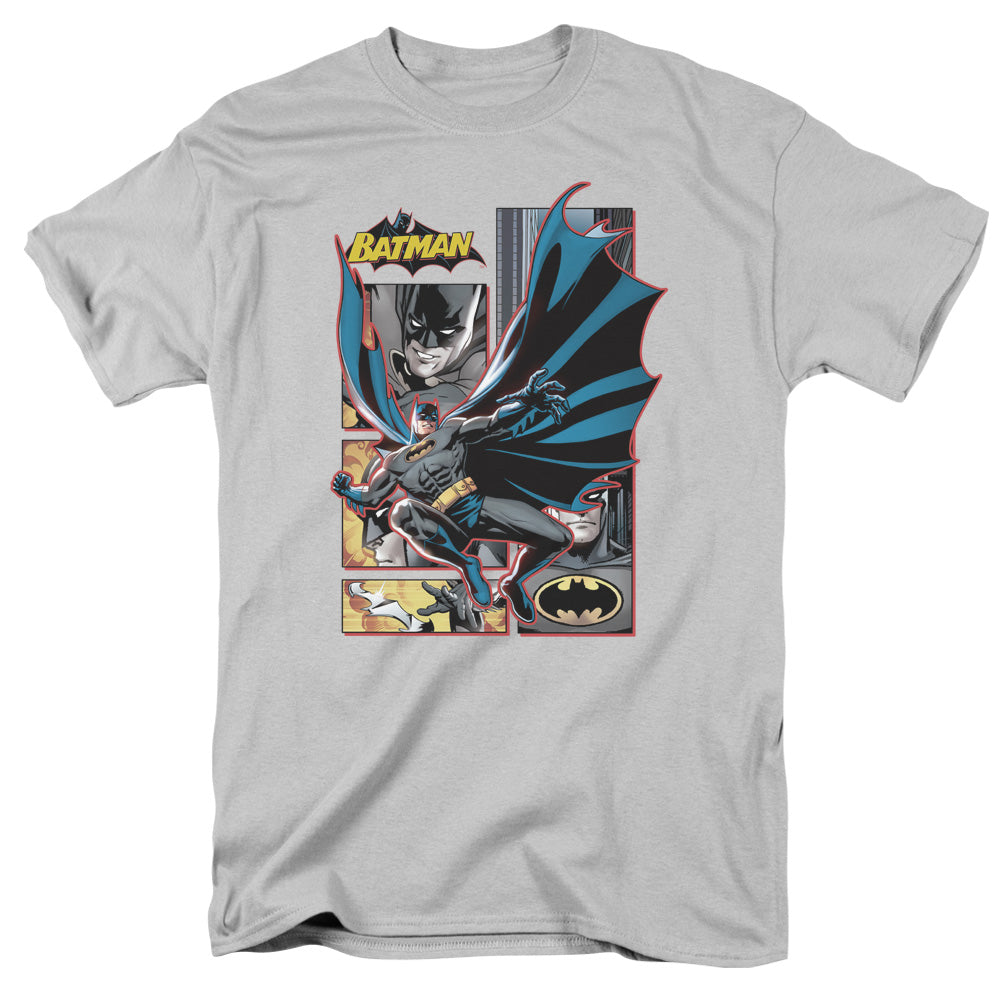 Jla - Batman Panels - Short Sleeve Adult 18/1 - Silver T-shirt