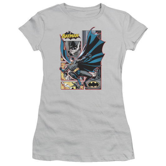 Jla - Batman Panels - Short Sleeve Junior Sheer - Silver T-shirt