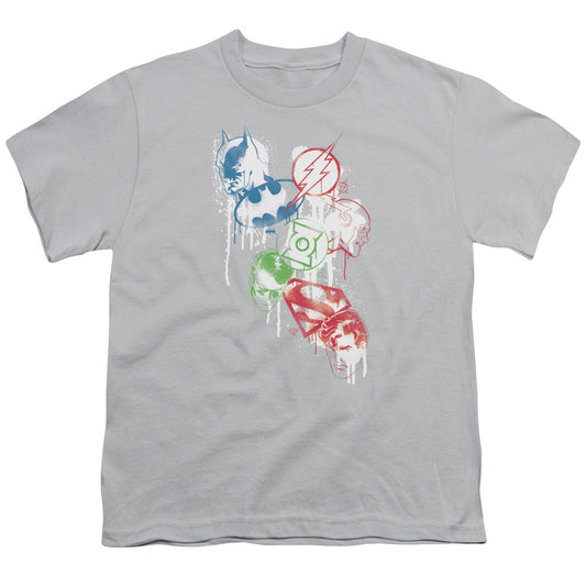 Jla - Splatter Icons - Short Sleeve Youth 18/1 - Silver T-shirt