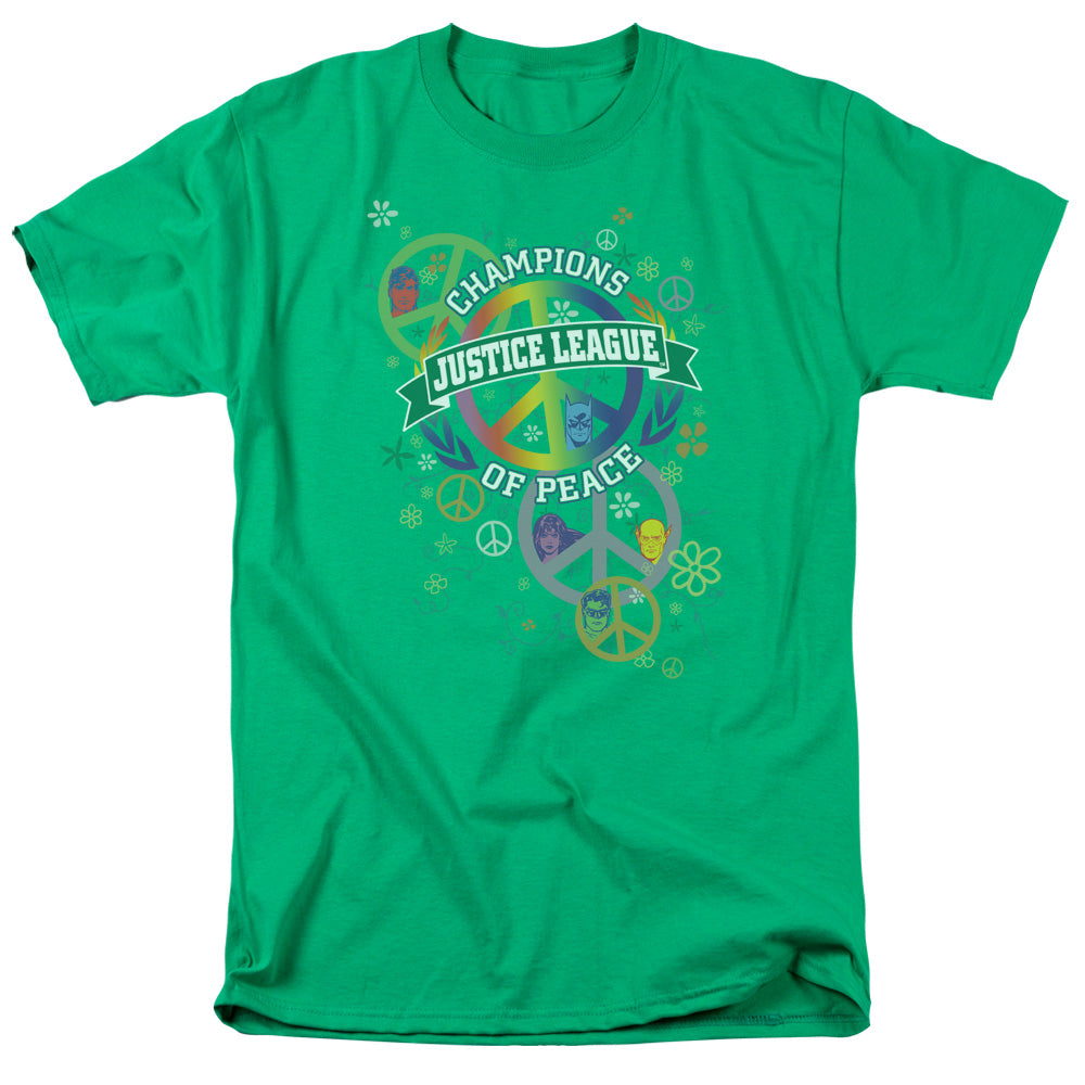 Jla - Peace League - Short Sleeve Adult 18/1 - Kelly Green T-shirt
