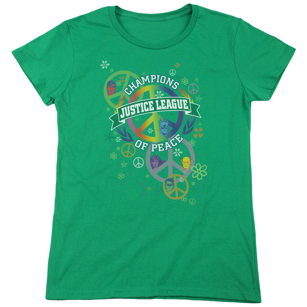 Jla - Peace League - Short Sleeve Womens Tee - Kelly Green T-shirt