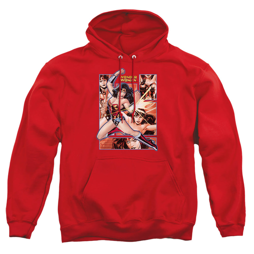 Jla - Wonder Woman Panels - Adult Pull-over Hoodie - Red