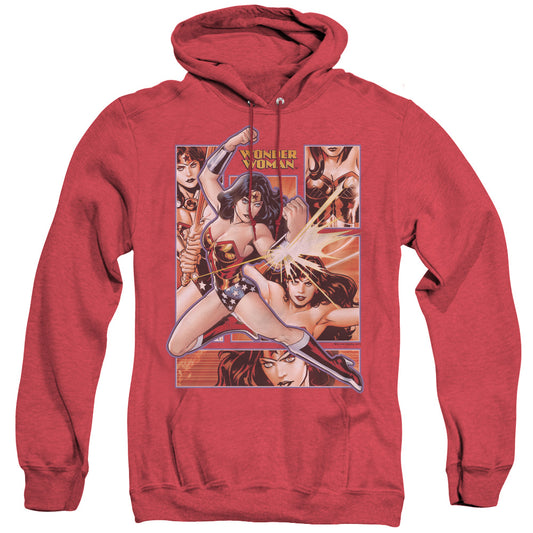 Jla - Wonder Woman Panels - Adult Heather Hoodie - Red