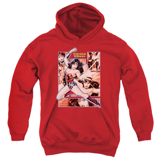 Jla - Wonder Woman Panels - Youth Pull-over Hoodie - Red
