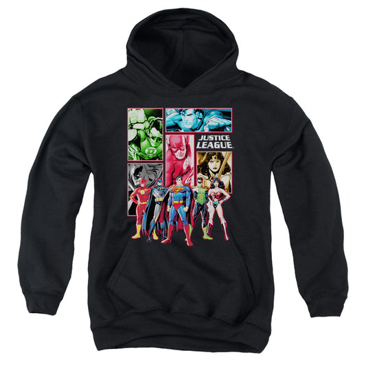 Jla - Justice League Panels - Youth Pull-over Hoodie - Black