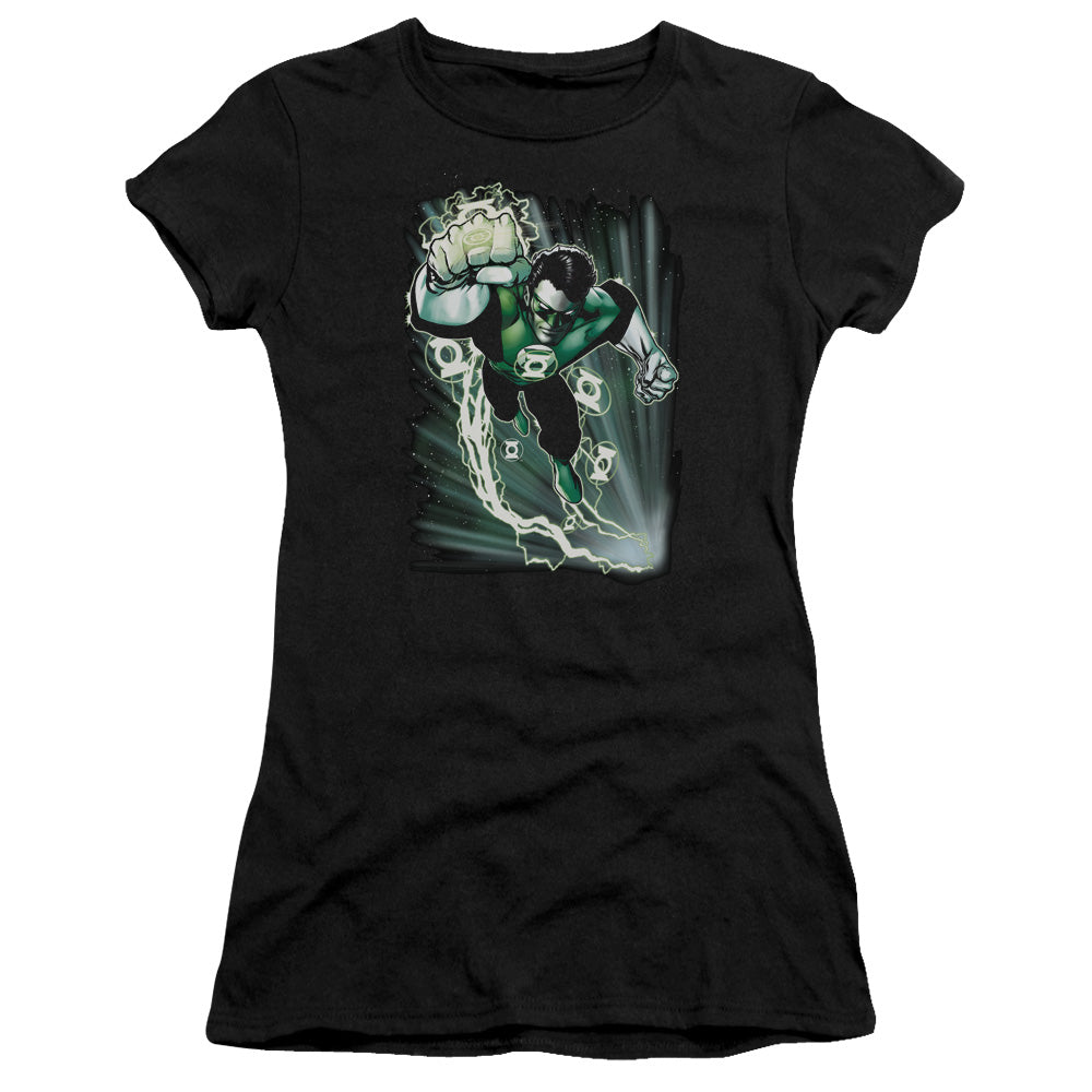 Jla - Emerald Energy - Short Sleeve Junior Sheer - Black T-shirt