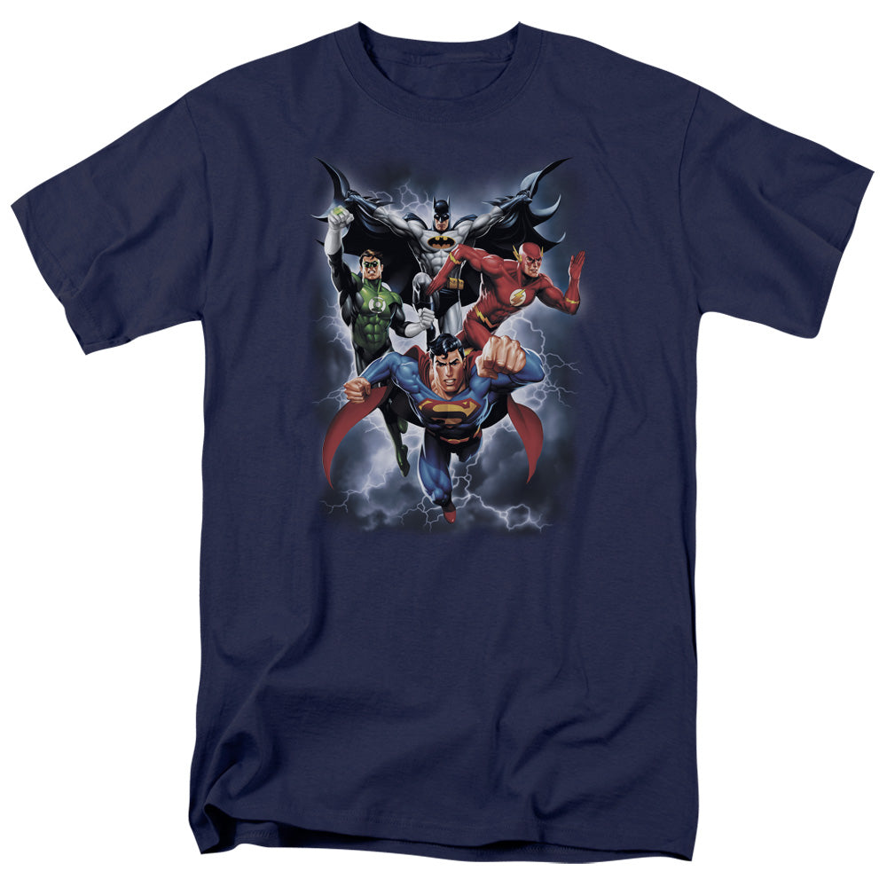 Jla - The Coming Storm - Short Sleeve Adult 18/1 - Navy T-shirt