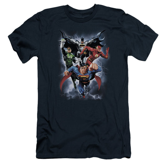 Jla - The Coming Storm - Short Sleeve Adult 30/1 - Navy T-shirt