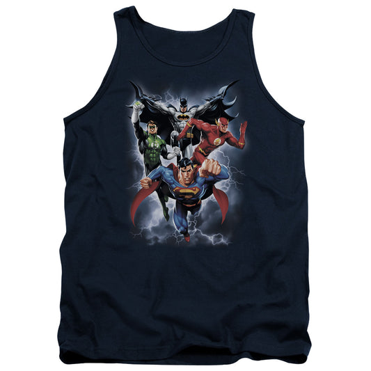 Jla - The Coming Storm - Adult Tank - Navy