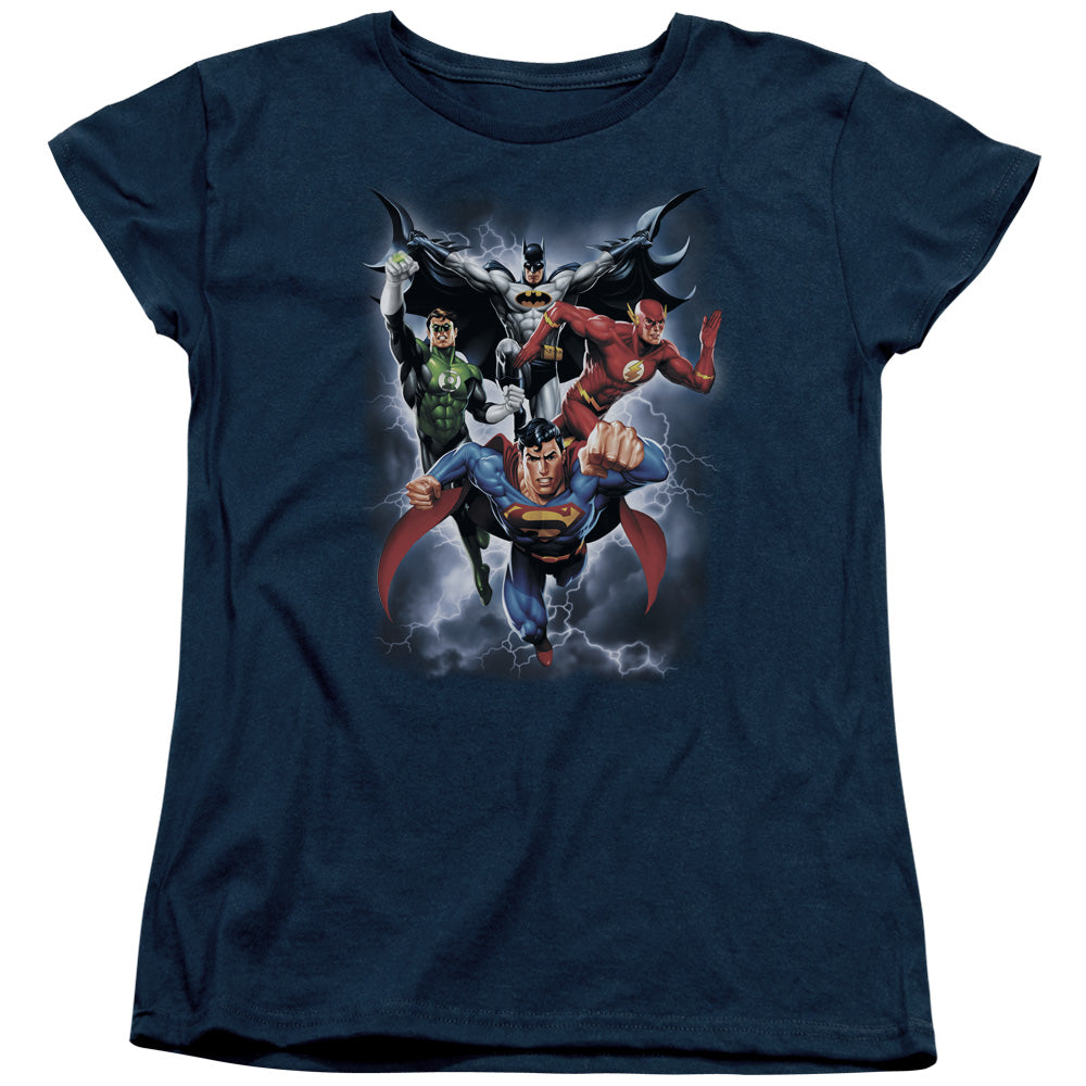 Jla - The Coming Storm - Short Sleeve Womens Tee - Navy T-shirt