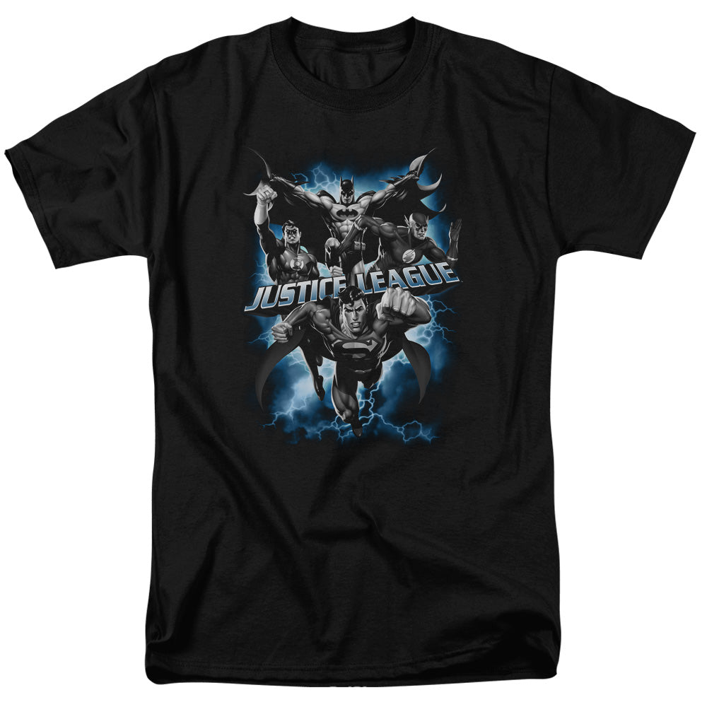 Jla - Justice Storm - Short Sleeve Adult 18/1 - Black T-shirt