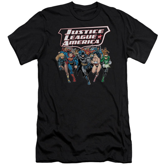 Jla - Charging Justice - Short Sleeve Adult 30/1 - Black T-shirt