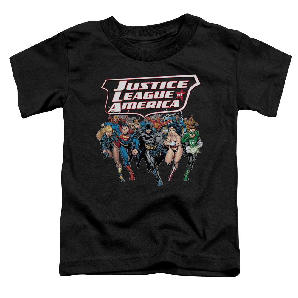 Jla - Charging Justice - Short Sleeve Toddler Tee - Black T-shirt