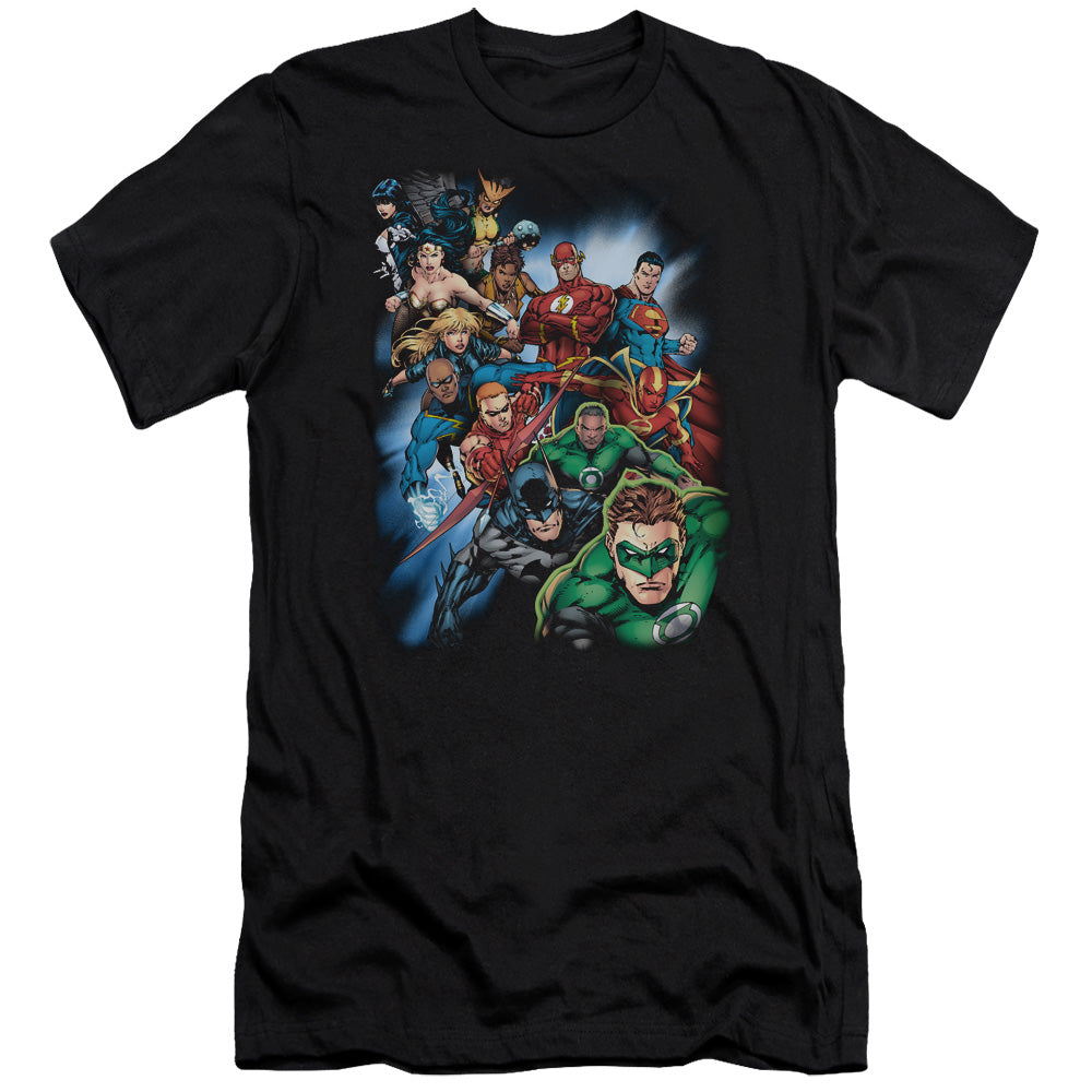 Jla - Heroes Unite - Short Sleeve Adult 30/1 - Black T-shirt