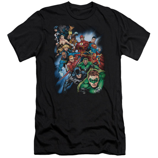 Jla - Heroes Unite - Short Sleeve Adult 30/1 - Black T-shirt