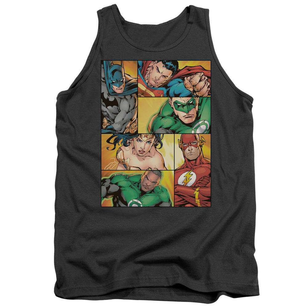 Jla - Hero Boxes - Adult Tank - Charcoal