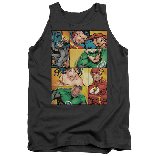Jla - Hero Boxes - Adult Tank - Charcoal