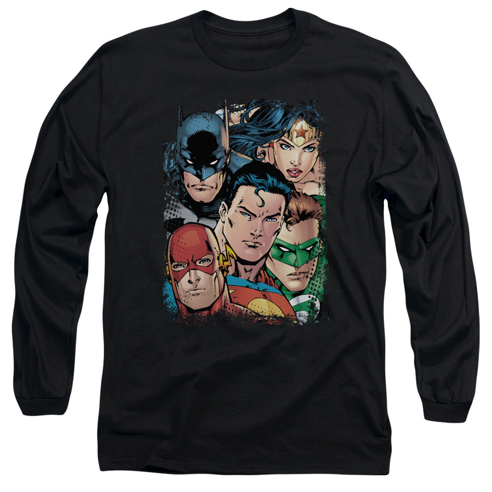 Jla - Up Close And Personal - Long Sleeve Adult 18/1 - Black T-shirt