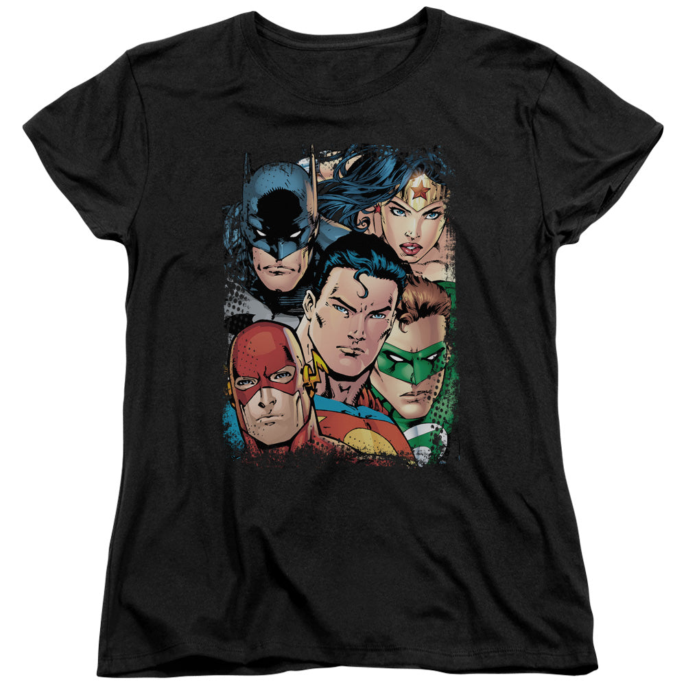 Jla - Up Close And Personal - Short Sleeve Womens Tee - Black T-shirt
