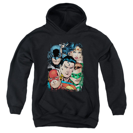 Jla - Up Close And Personal - Youth Pull-over Hoodie - Black