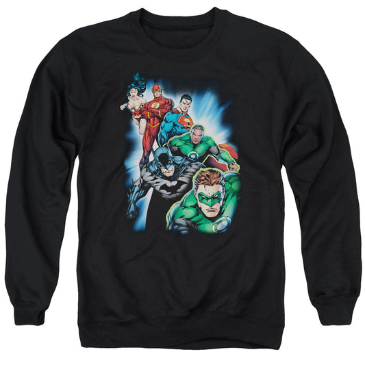 Jla - Heroes Unite - Adult Crewneck Sweatshirt - Black