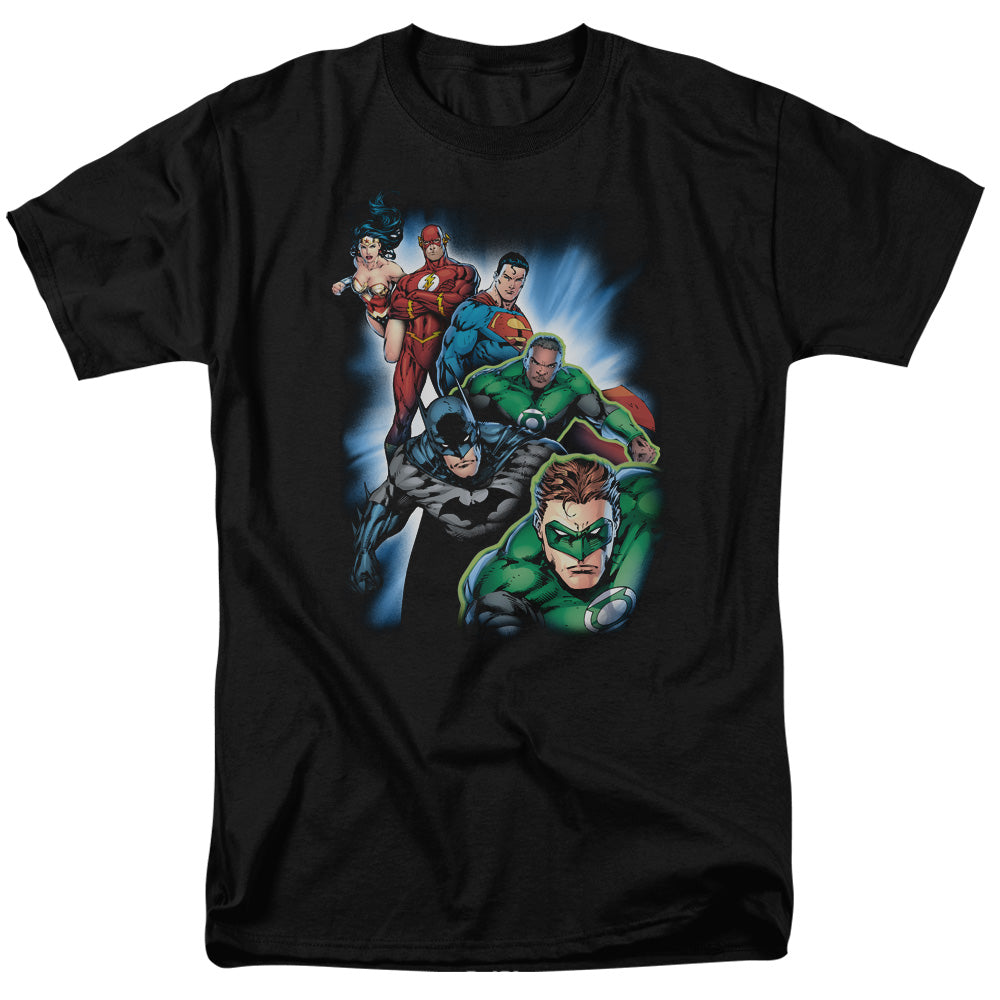 Jla - Heroes Unite - Short Sleeve Adult 18/1 - Black T-shirt