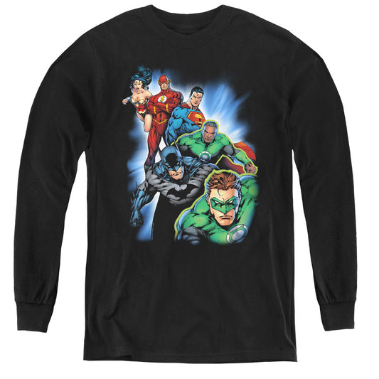 Jla - Heroes Unite - Youth Long Sleeve Tee - Black