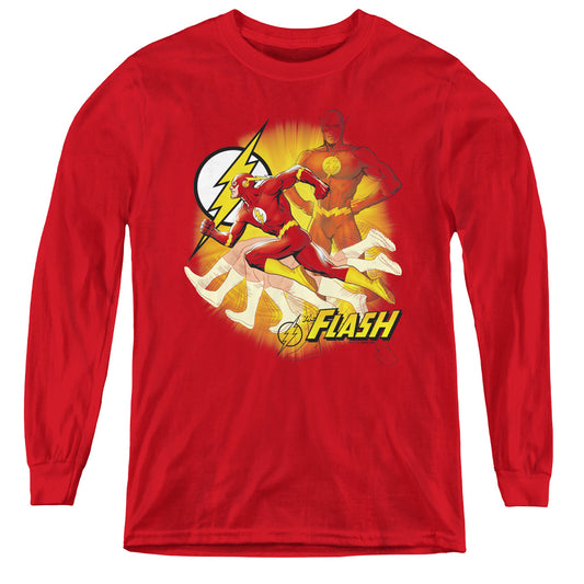 Jla - Lightning Fast - Youth Long Sleeve Tee - Red