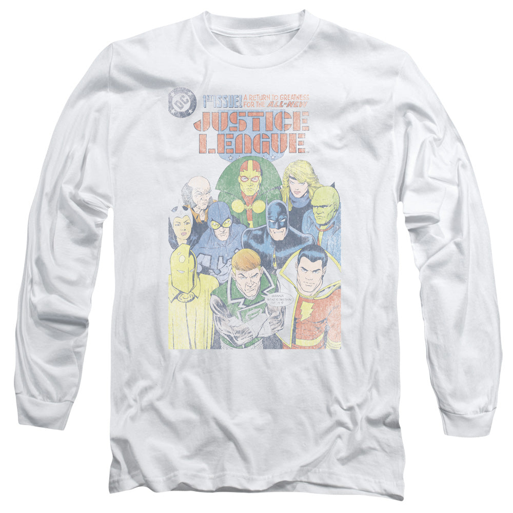 Jla - Justice League #1 Cover - Long Sleeve Adult 18/1 - White T-shirt