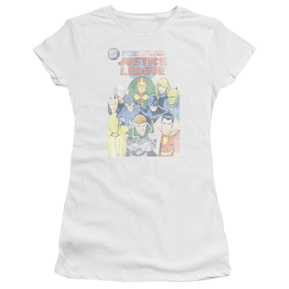 Jla - Justice League #1 Cover - Short Sleeve Junior Sheer - White T-shirt