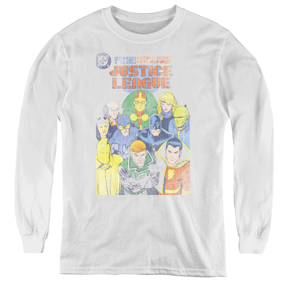 Jla - Justice League #1 Cover - Youth Long Sleeve Tee - White