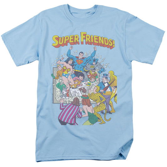 Jla - Super Friends #1 - Short Sleeve Adult 18/1 - Light Blue T-shirt