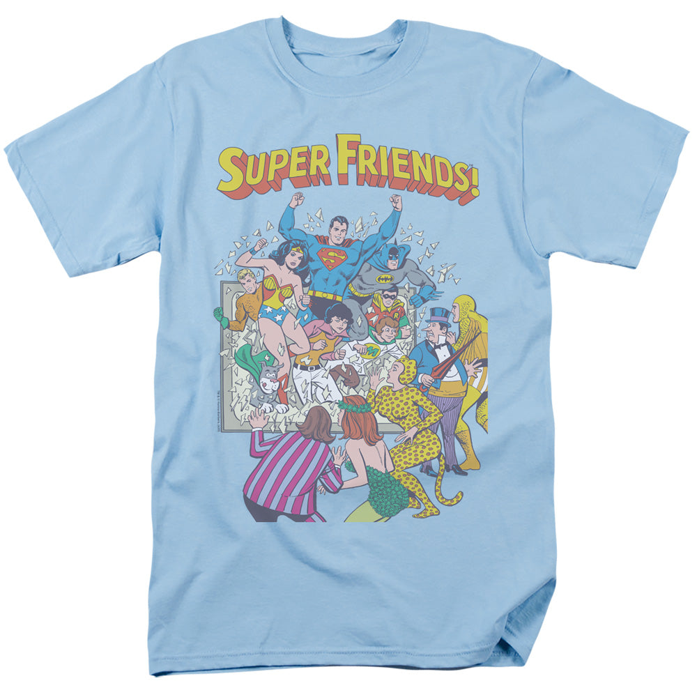 Jla - Super Friends #1 - Short Sleeve Adult 18/1 - Light Blue T-shirt