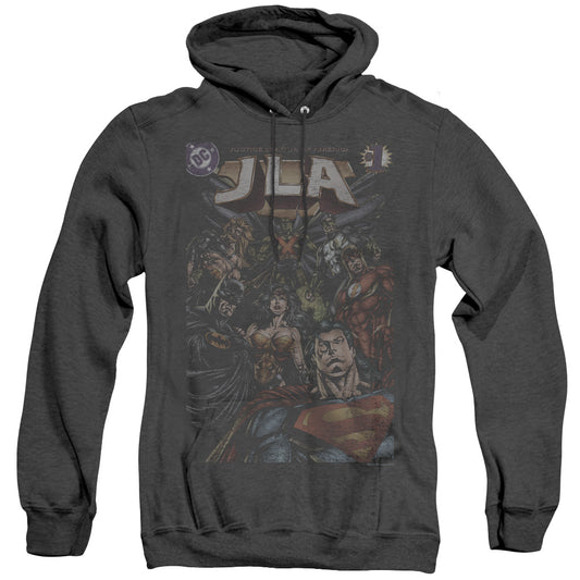 Jla - #1 Cover - Adult Heather Hoodie - Black
