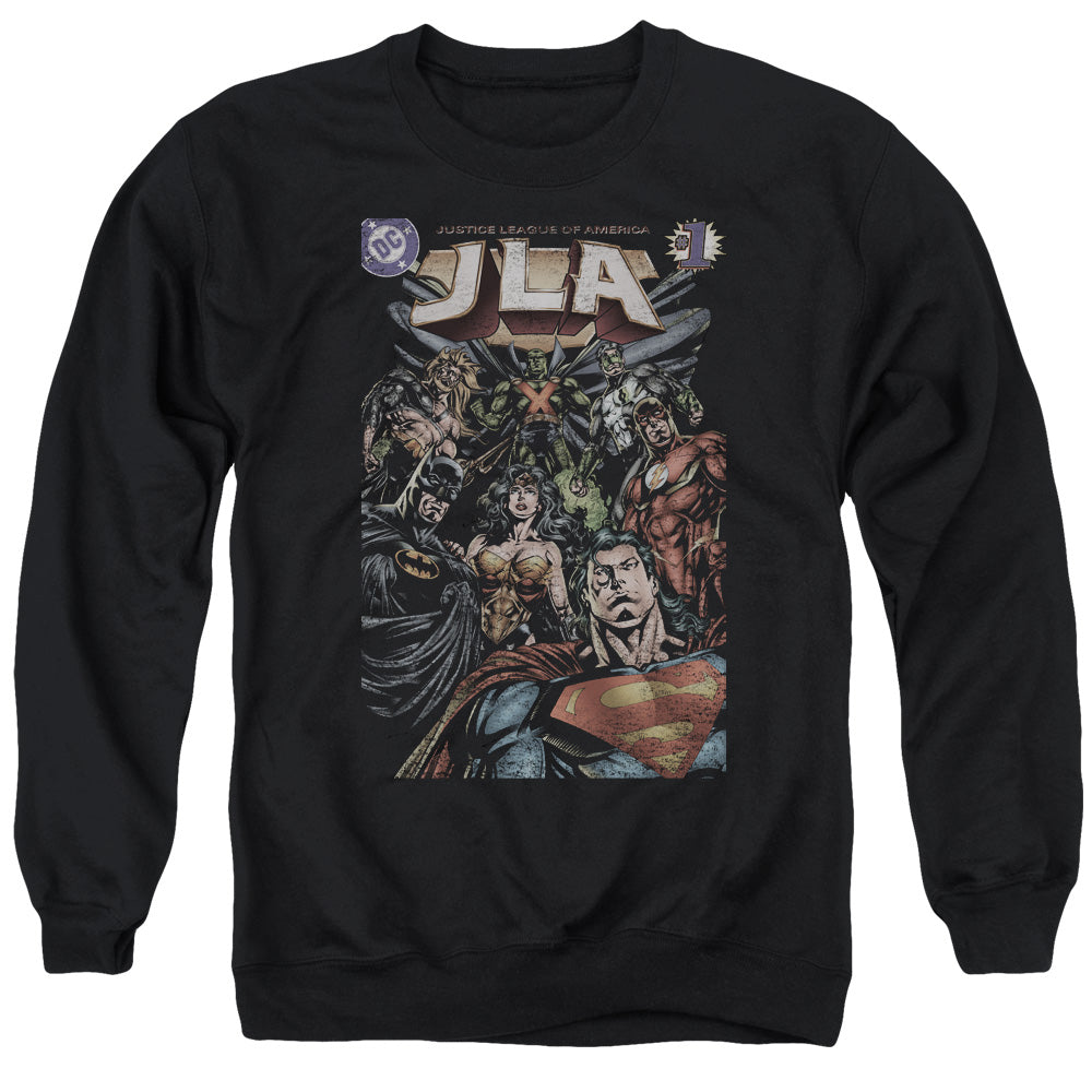 Jla - #1 Cover - Adult Crewneck Sweatshirt - Black