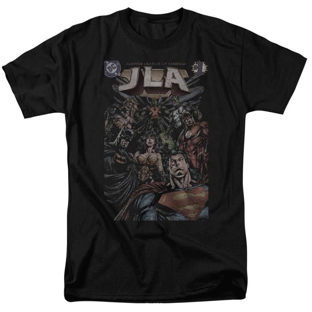 Jla - #1 Cover - Short Sleeve Adult 18/1 - Black T-shirt