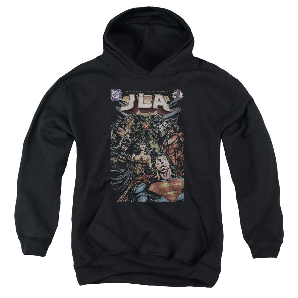 Jla - #1 Cover - Youth Pull-over Hoodie - Black