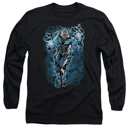 Jla - Black Lightning Bolts - Long Sleeve Adult 18/1 - Black T-shirt