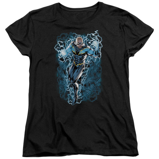 Jla - Black Lightning Bolts - Short Sleeve Womens Tee - Black T-shirt