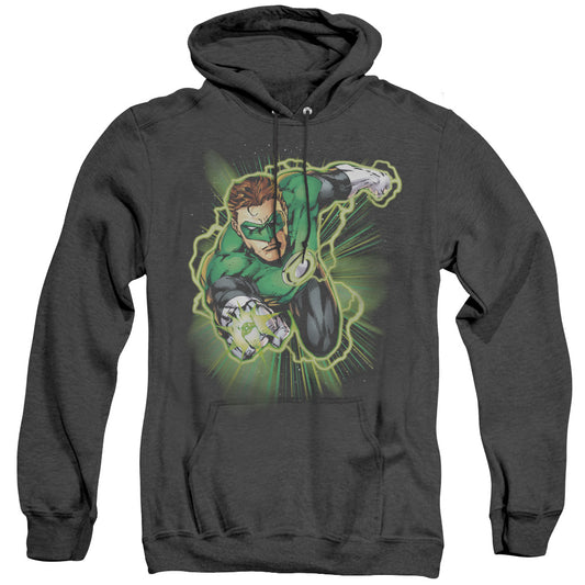 Jla - Green Lantern Energy - Adult Heather Hoodie - Black