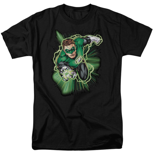 Jla - Green Lantern Energy - Short Sleeve Adult 18/1 - Black T-shirt