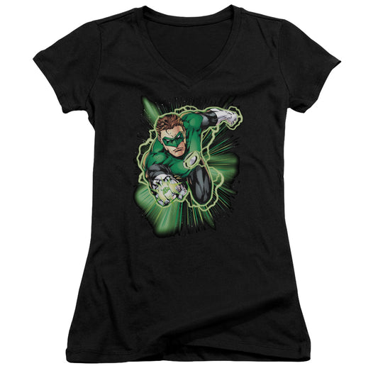 Jla - Green Lantern Energy - Junior V-neck - Black