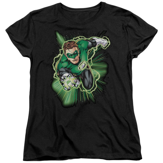 Jla - Green Lantern Energy - Short Sleeve Womens Tee - Black T-shirt