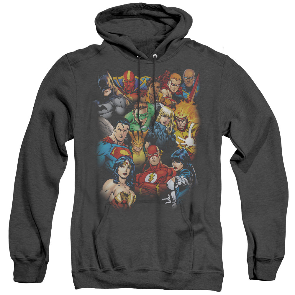 Jla - The Leagues All Here - Adult Heather Hoodie - Black