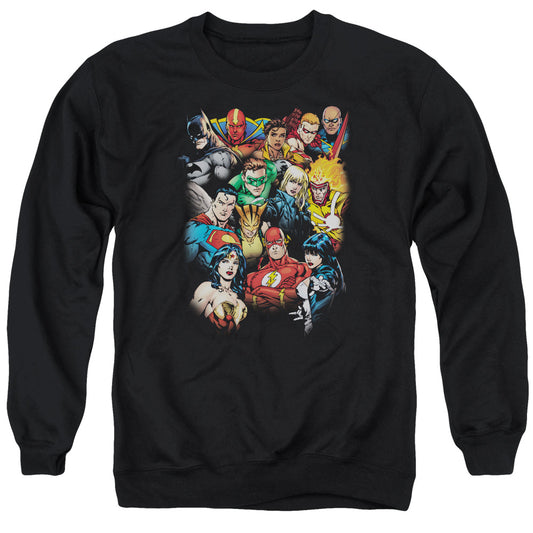 Jla - The League's All Here - Adult Crewneck Sweatshirt - Black